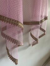 Pink Net dupatta with border. Wedding chunri