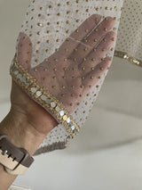 White dupatta with mirror border