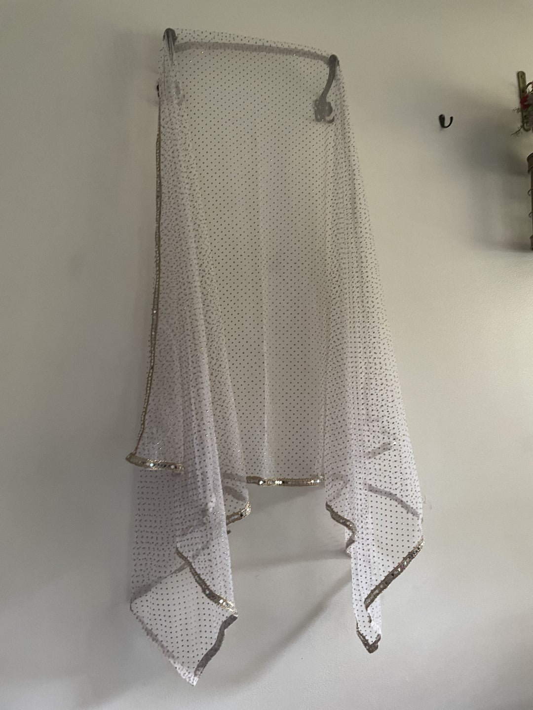 White dupatta with mirror border