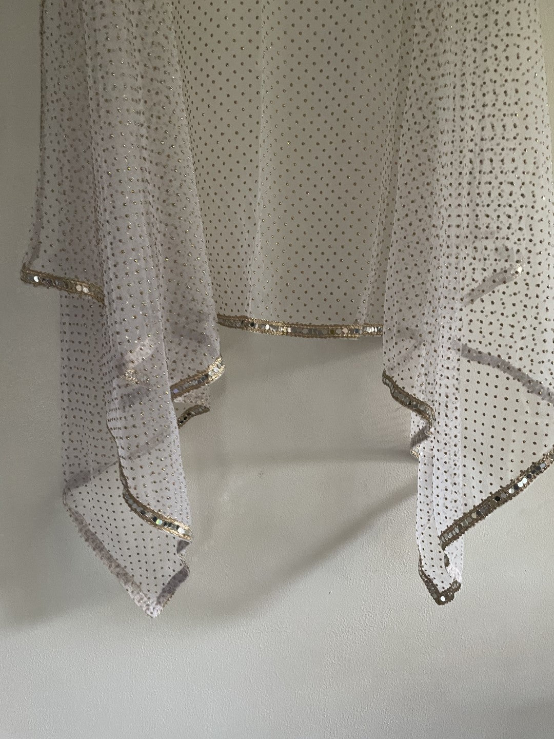 White dupatta with mirror border
