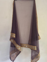 Dark Mauve Heavy net dupatta