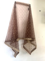 Brown Net Dupatta with beautiful Border