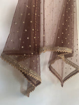 Brown Net Dupatta with beautiful Border