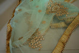 Greenish dupatta with beaded border