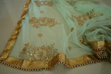 Greenish dupatta with beaded border