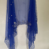 Blue silver net dupatta