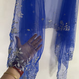 Blue silver net dupatta