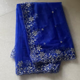 Blue silver net dupatta