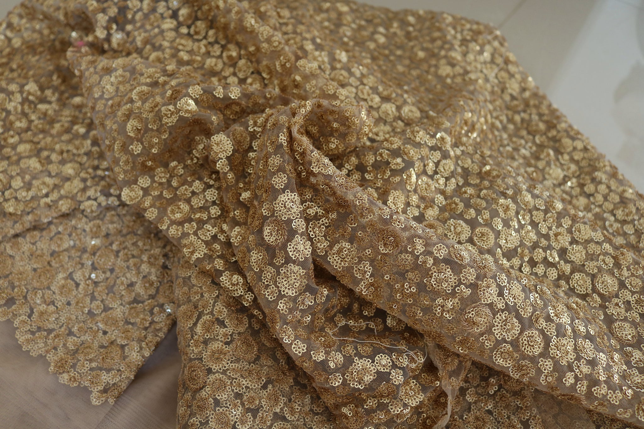 Golden Sequin blouse fabric