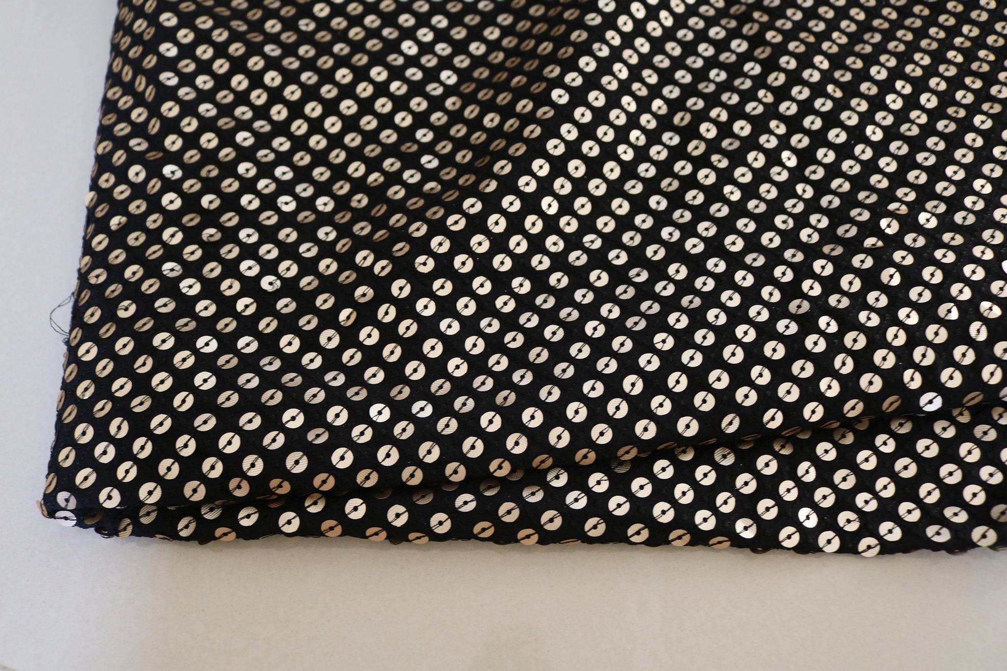 Black Sequin embroidered fabric