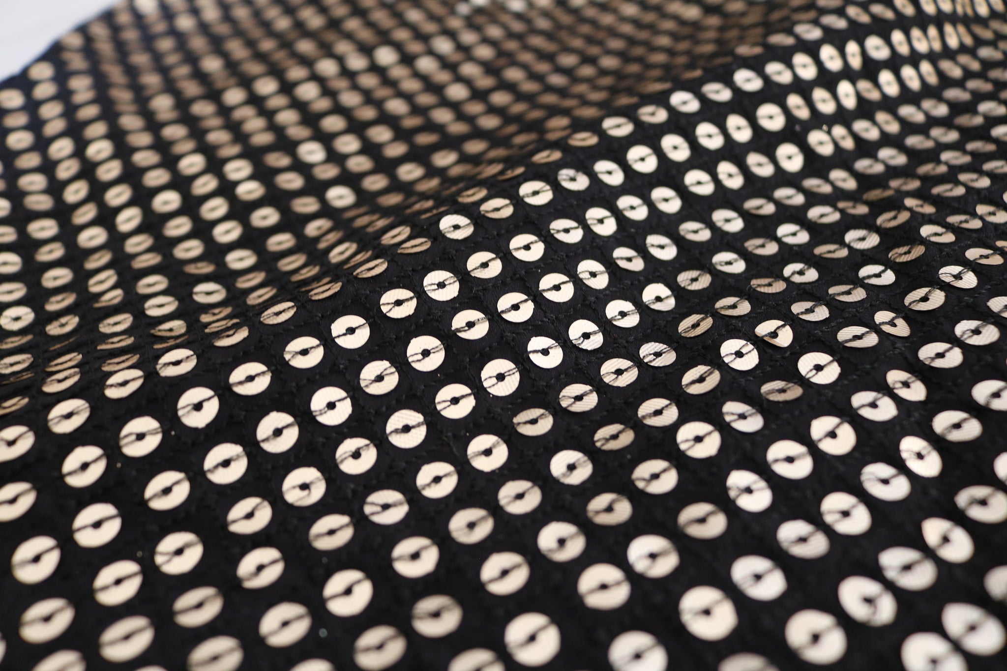 Black Sequin embroidered fabric