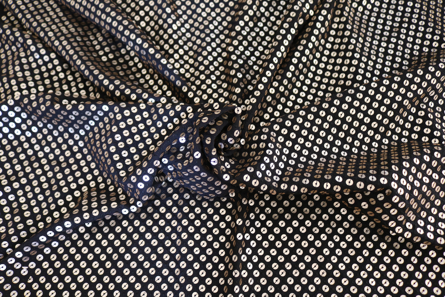 Black Sequin embroidered fabric