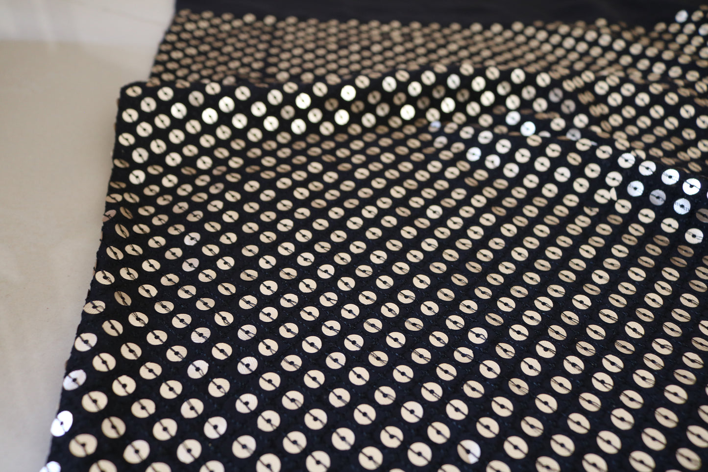 Black Sequin embroidered fabric