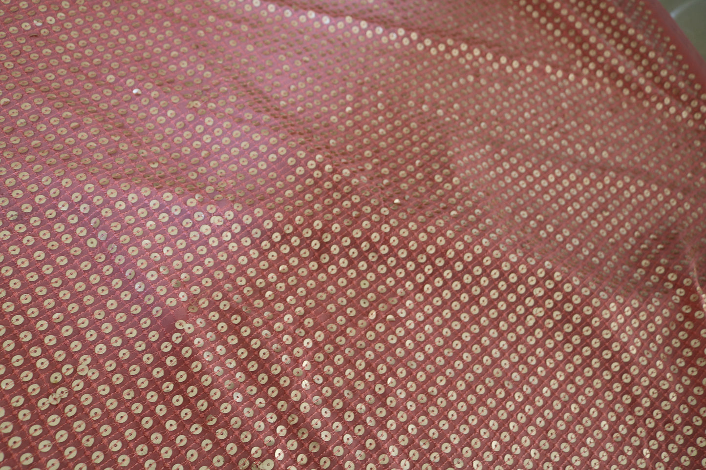 Pink Sequin embroidered fabric
