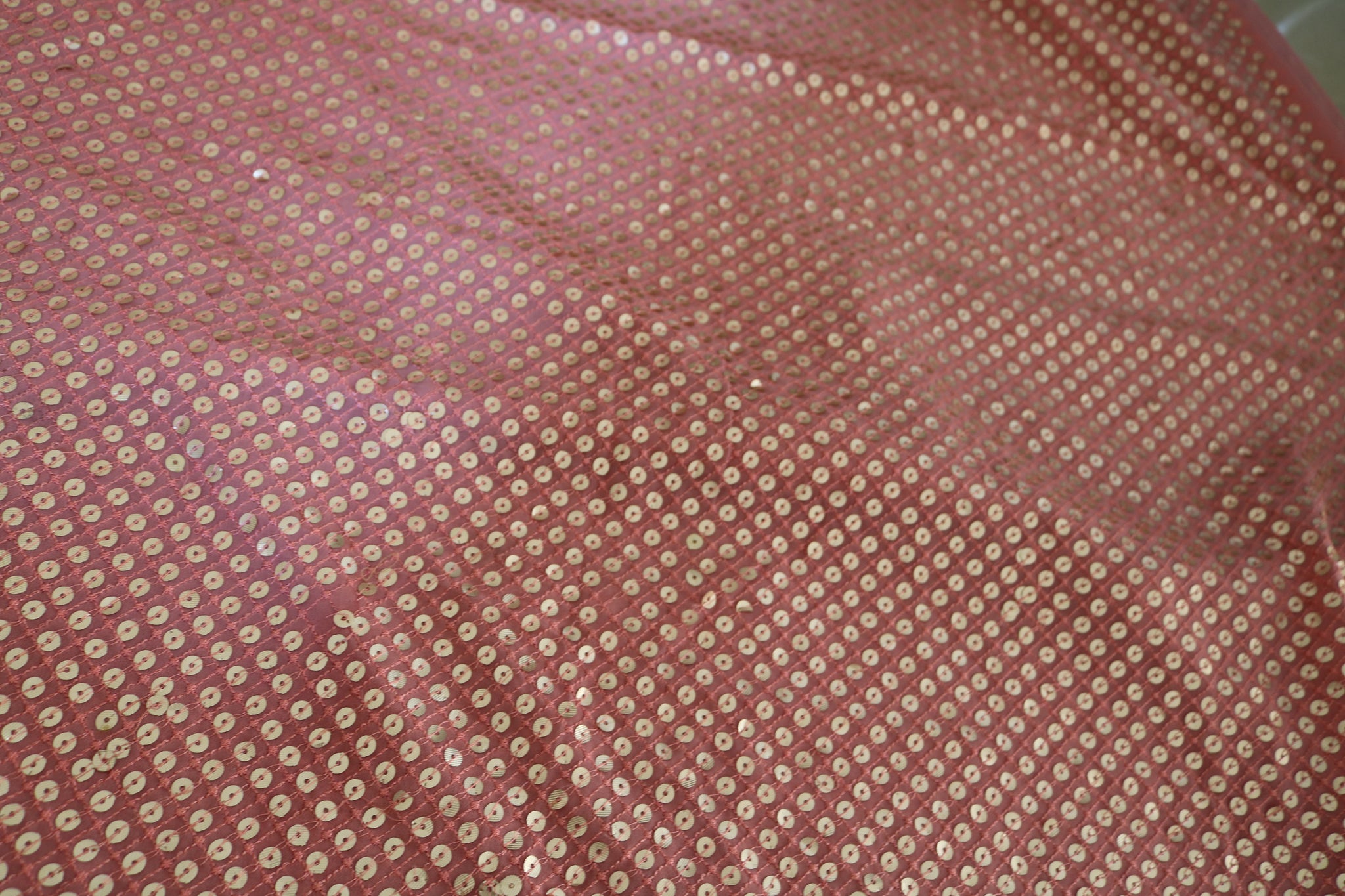 Pink Sequin embroidered fabric