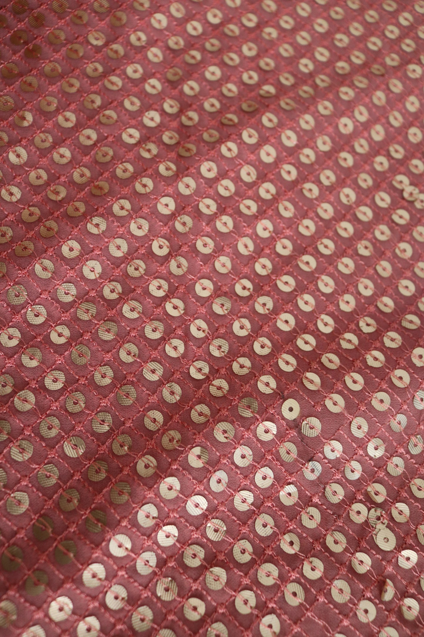 Pink Sequin embroidered fabric