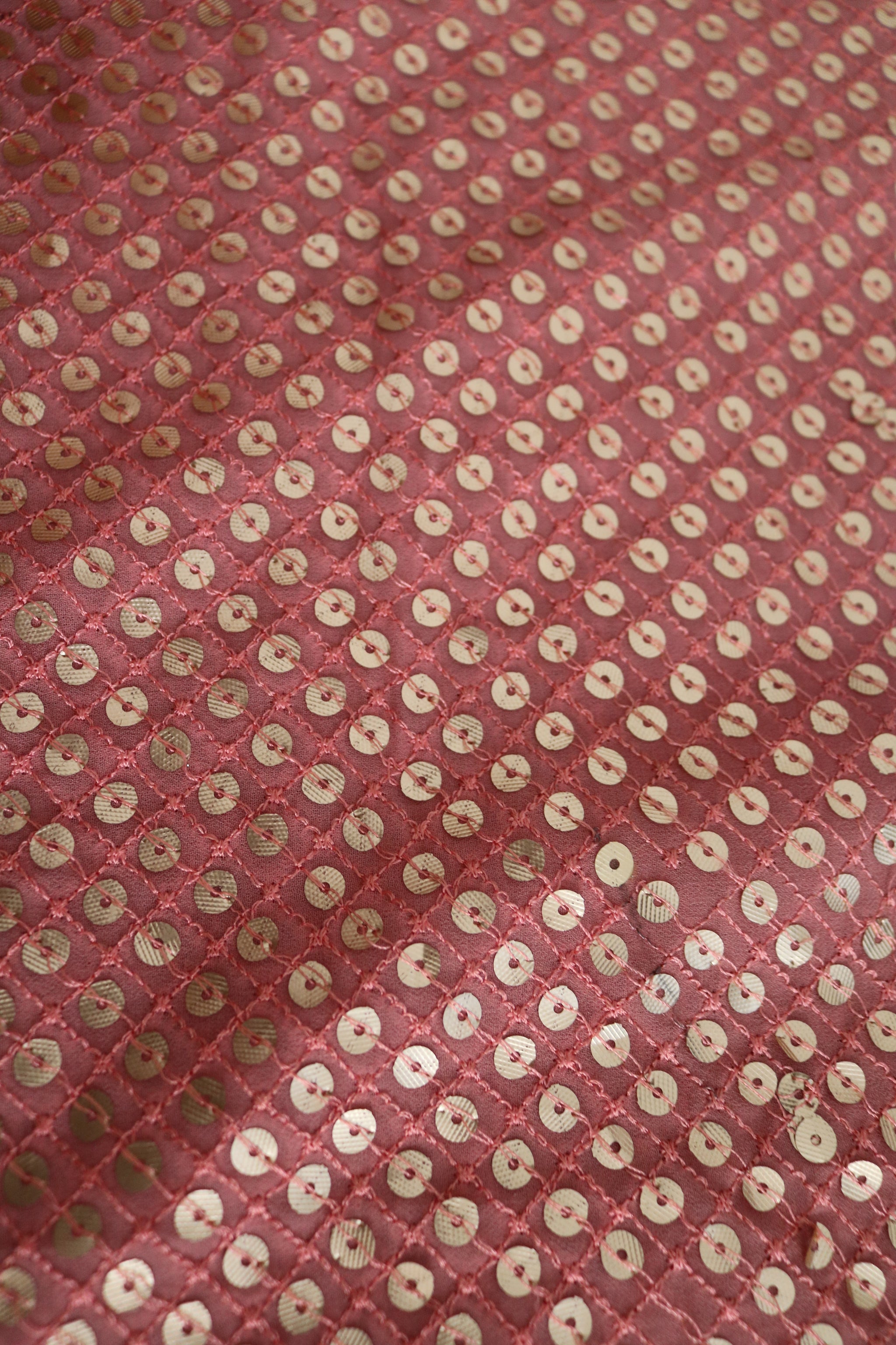 Pink Sequin embroidered fabric