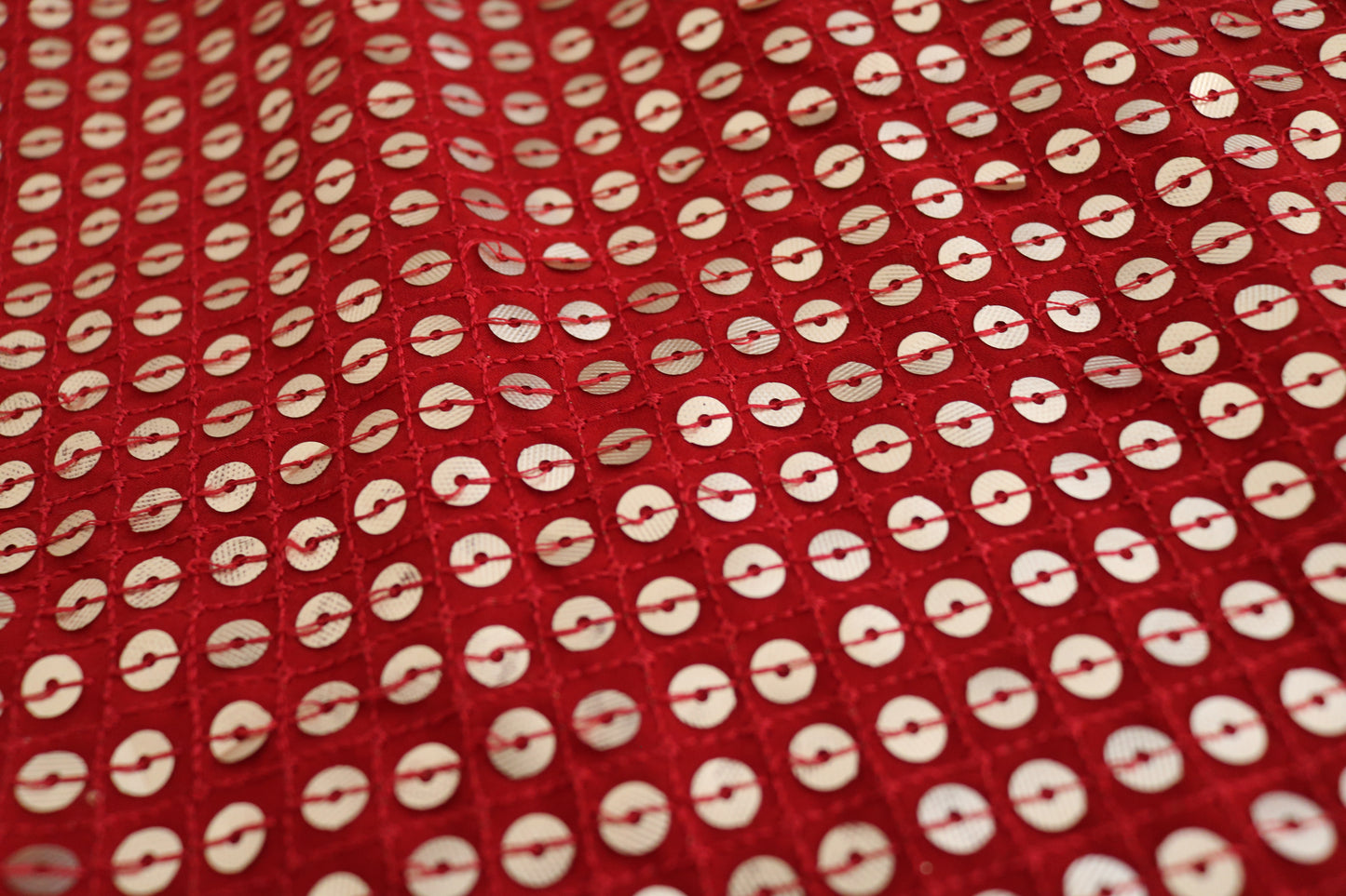 Red Sequin embroidered fabric