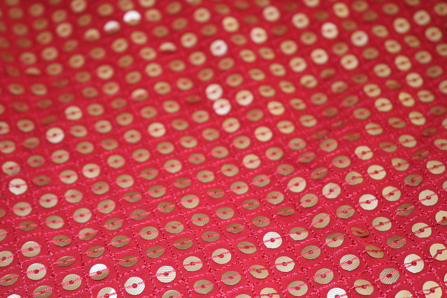 Red Sequin embroidered fabric