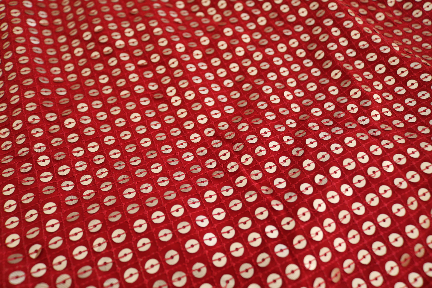 Red Sequin embroidered fabric