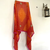 Bandhani Silk Dupatta with gota flowers and pink border
