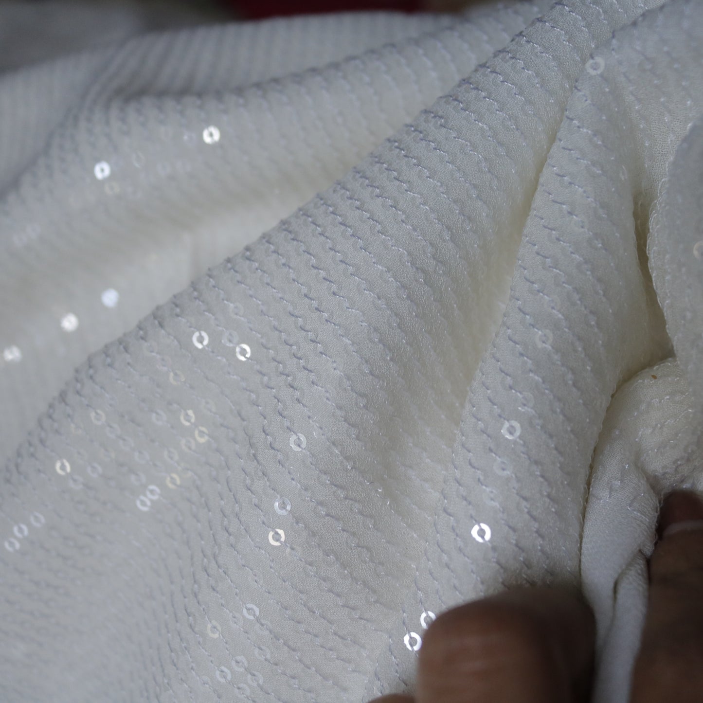 Dyeable white Transparent Sequin embroidered fabric
