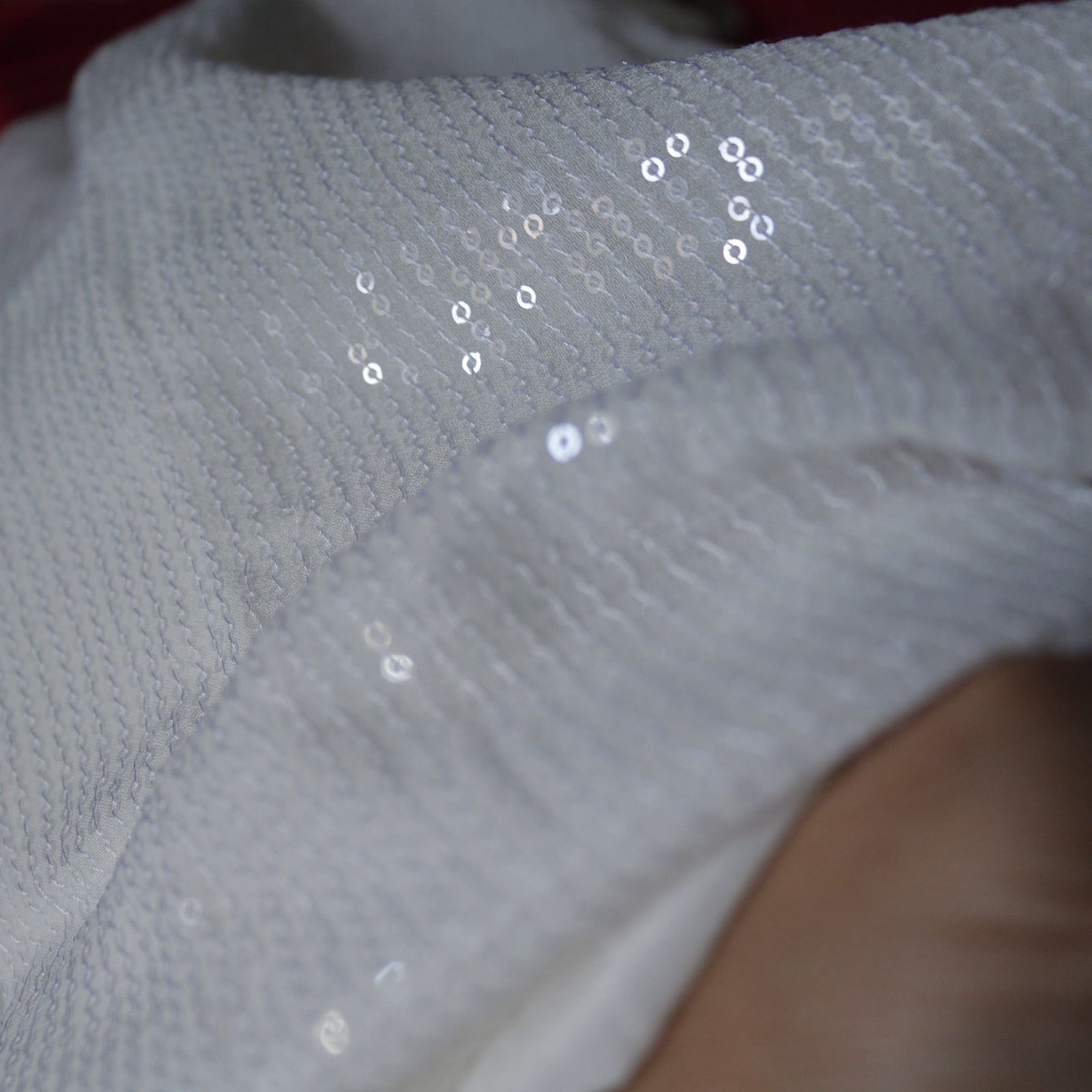 Dyeable white Transparent Sequin embroidered fabric