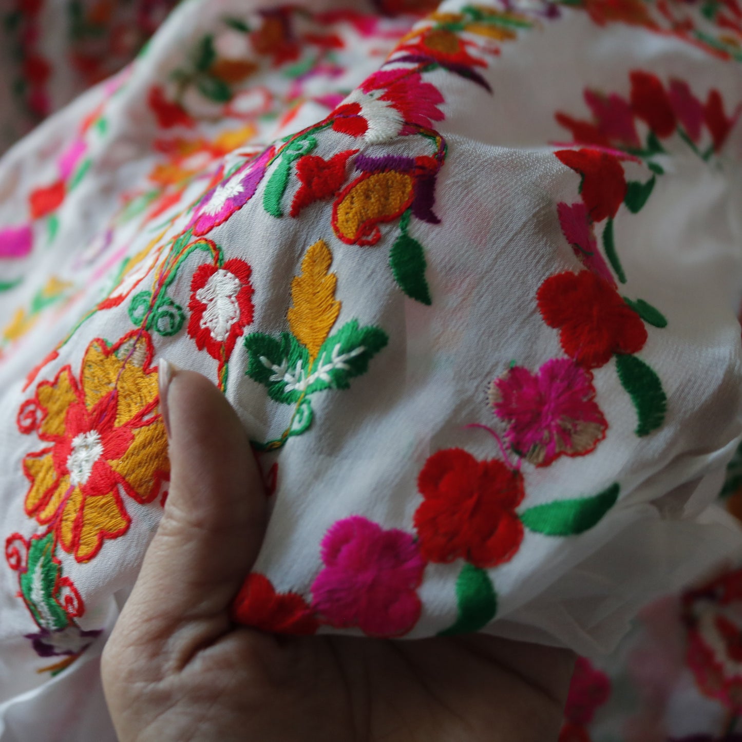 Georgette embroidered fabric