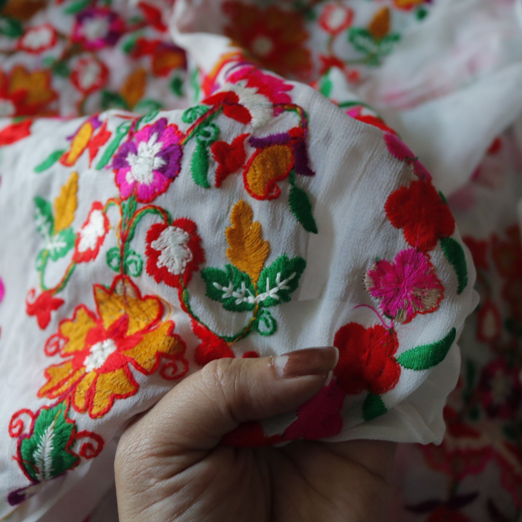 Georgette embroidered fabric