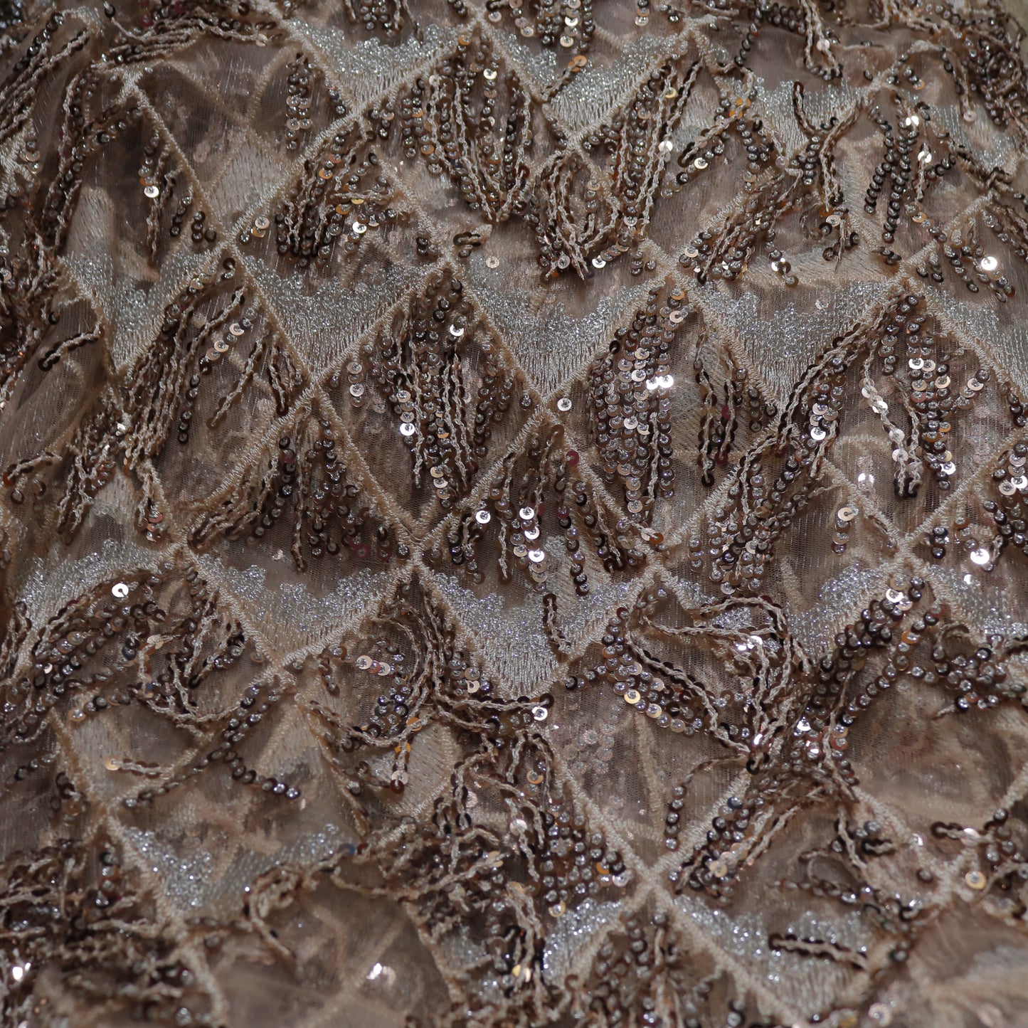 Rose gold Sequin embroidered designer fabric