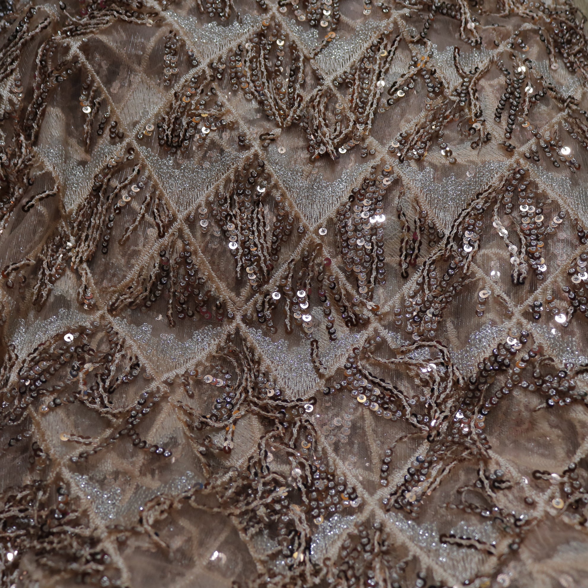 Rose gold Sequin embroidered designer fabric