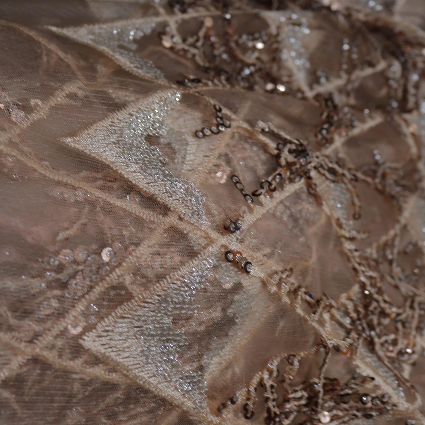 Rose gold Sequin embroidered designer fabric