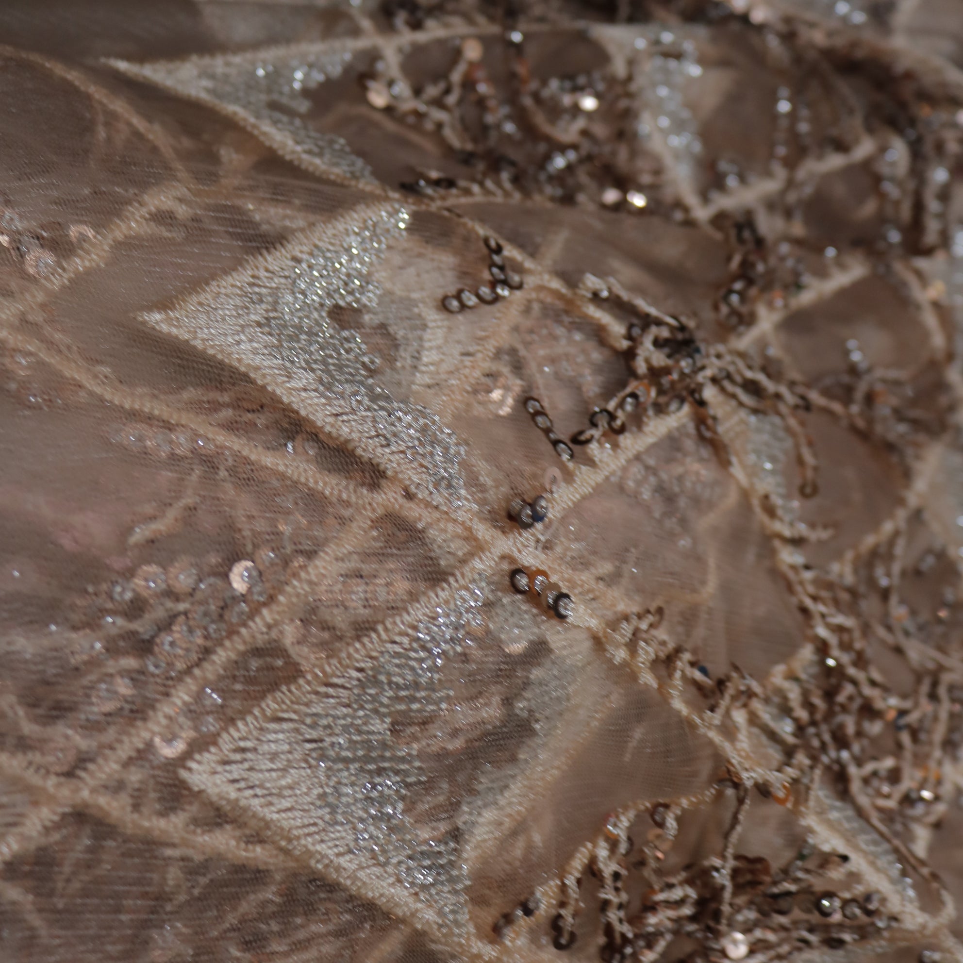 Rose gold Sequin embroidered designer fabric