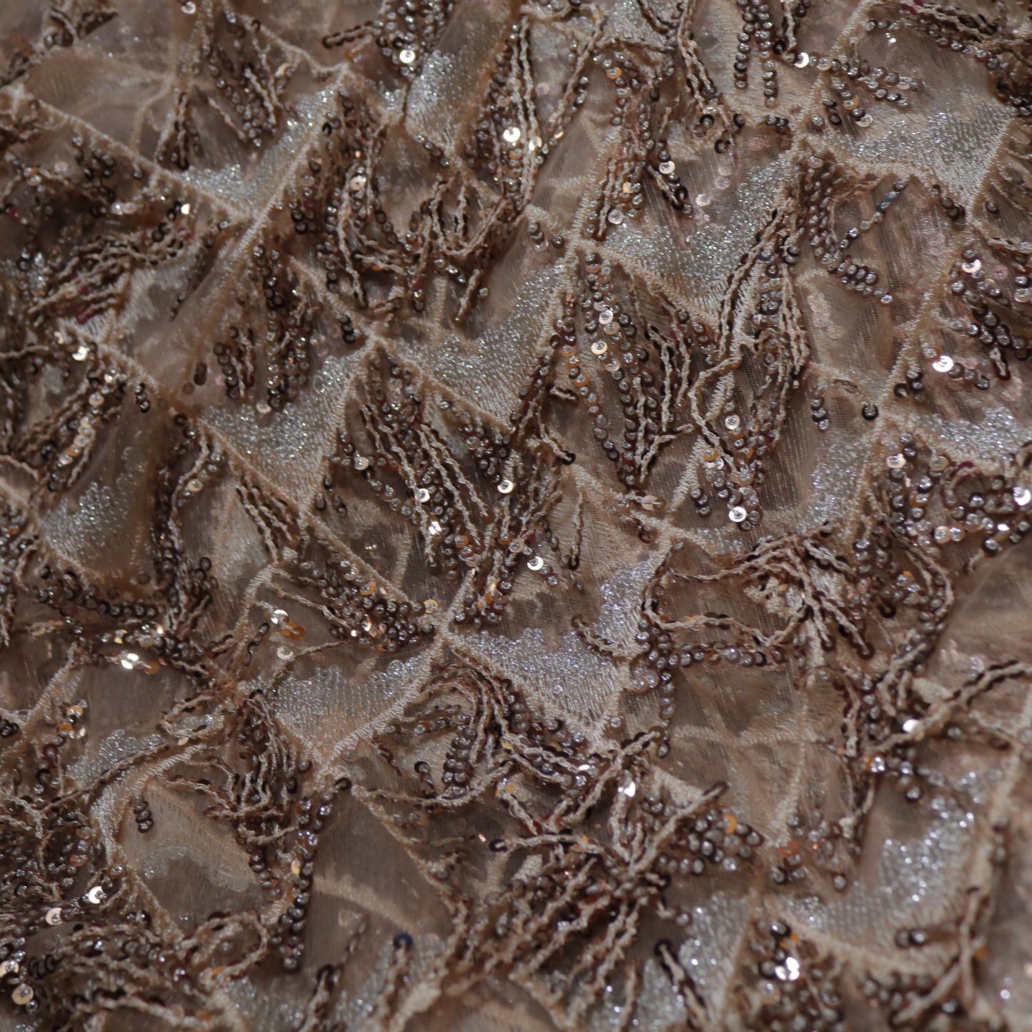 Rose gold Sequin embroidered designer fabric