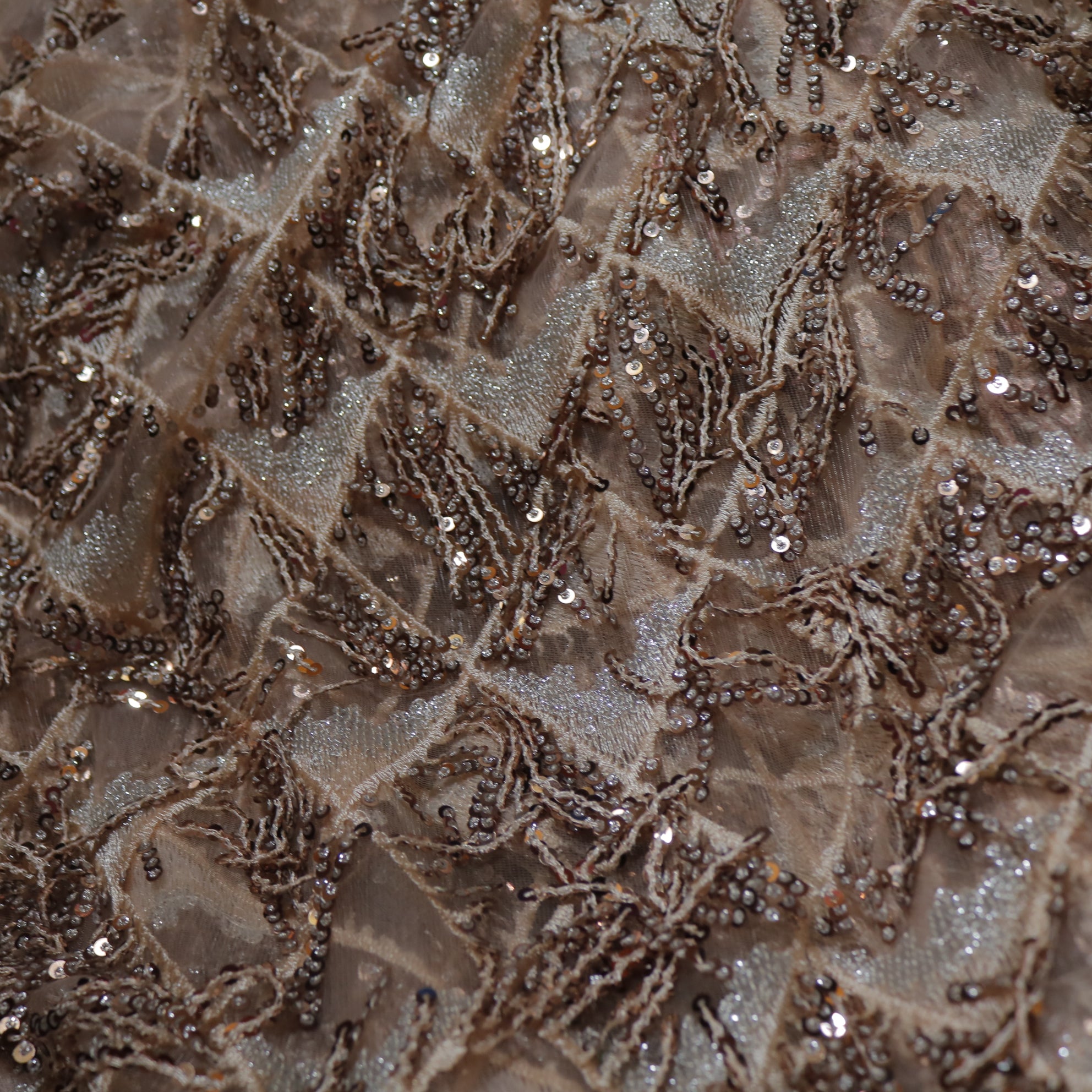 Rose gold Sequin embroidered designer fabric