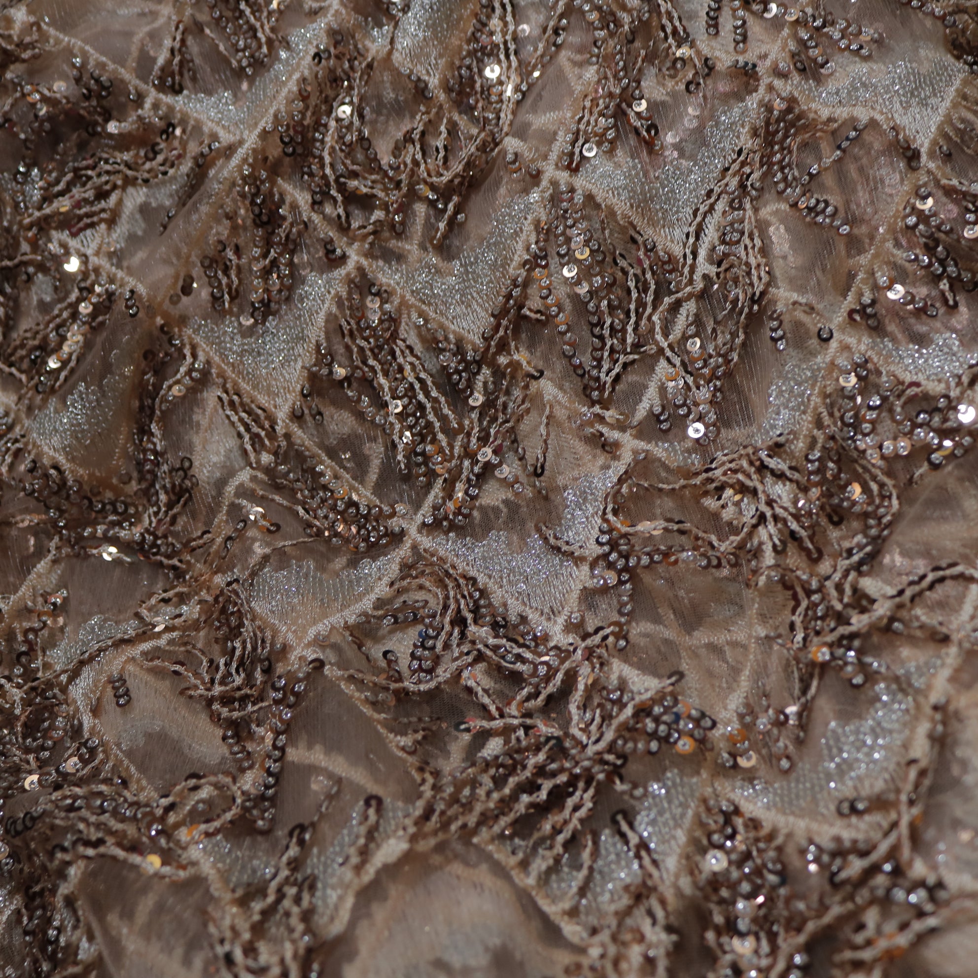 Rose gold Sequin embroidered designer fabric