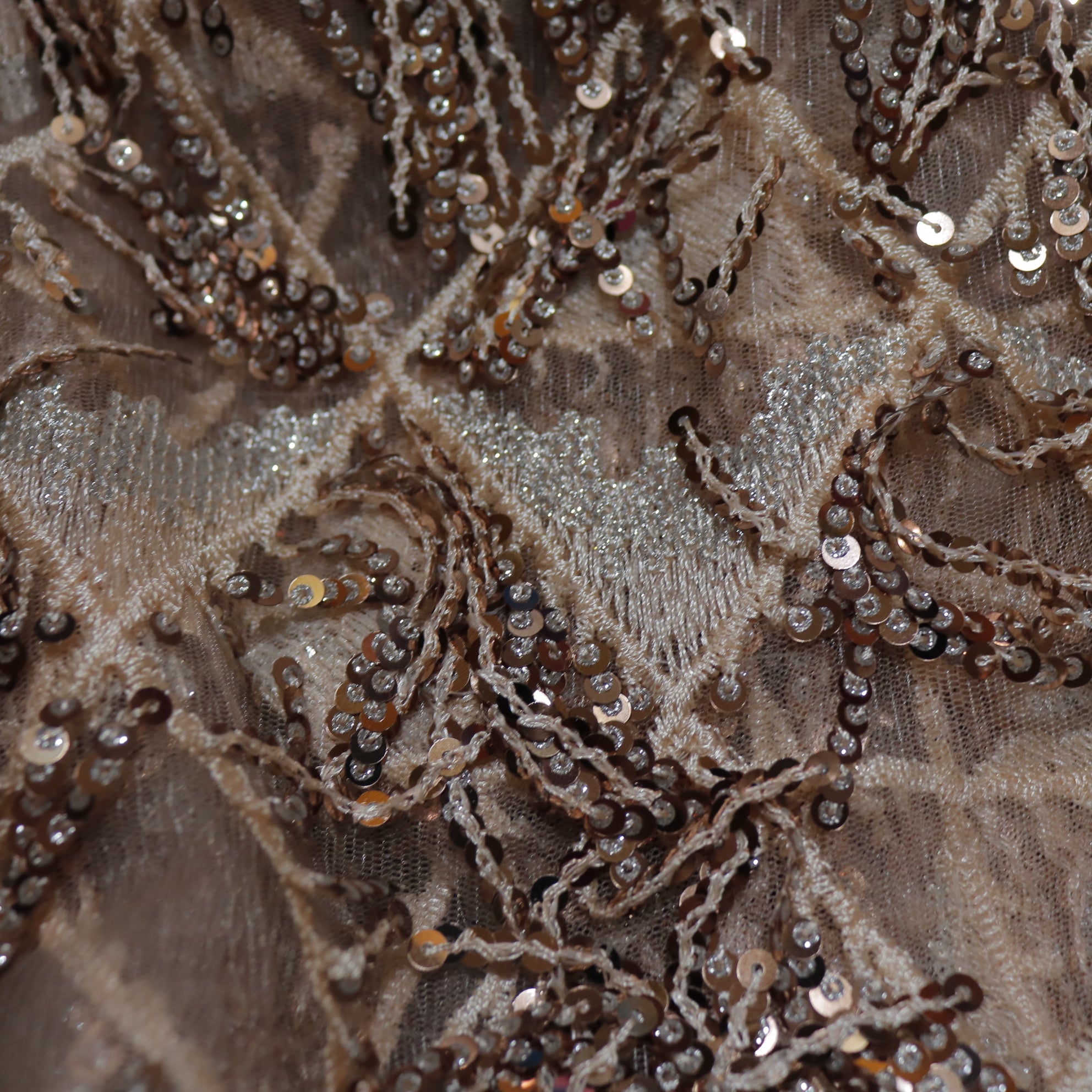 Rose gold Sequin embroidered designer fabric