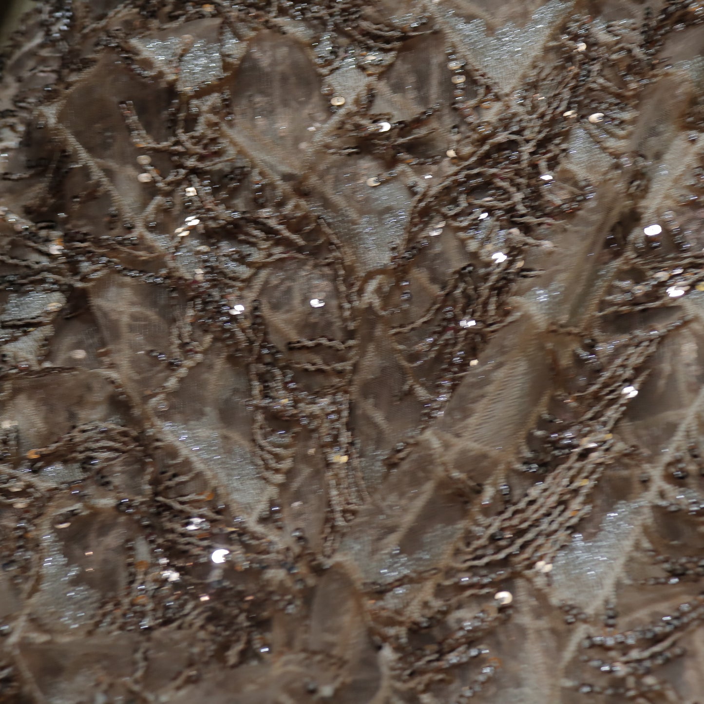 Rose gold Sequin embroidered designer fabric