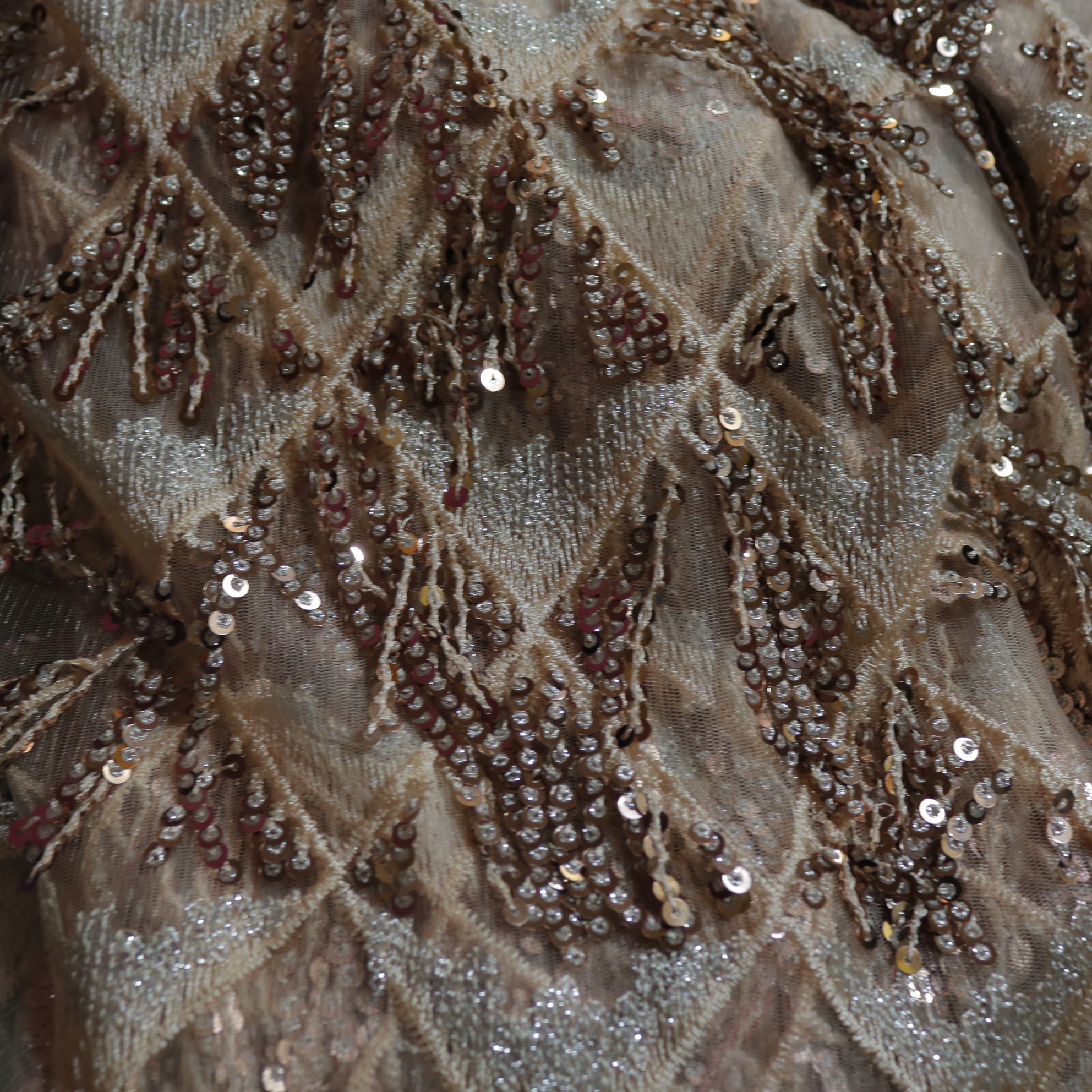 Rose gold Sequin embroidered designer fabric