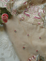 Pure Organza light brown colorful Flamingo embroidery Dress material