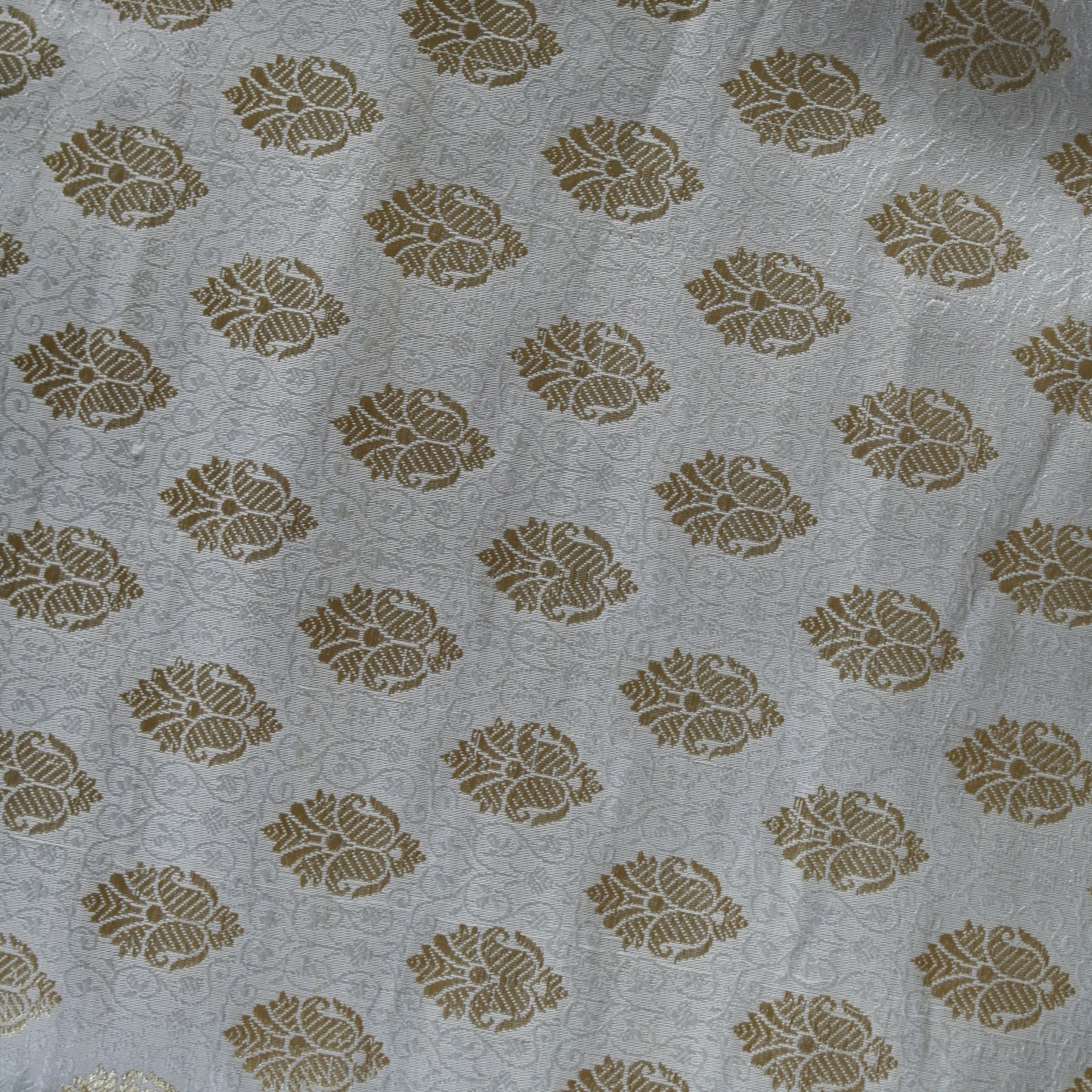 White gold Banarasi Brocade fabric
