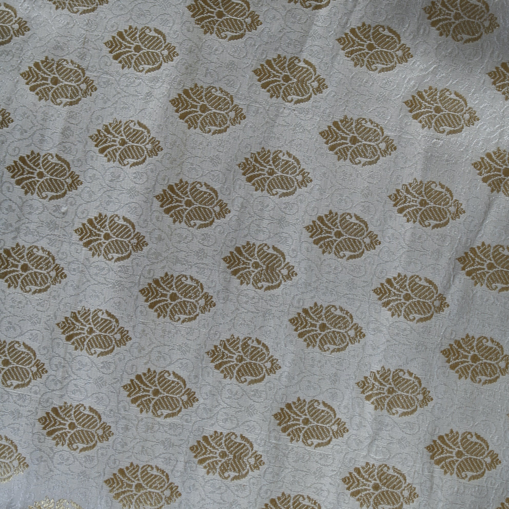 White gold Banarasi Brocade fabric