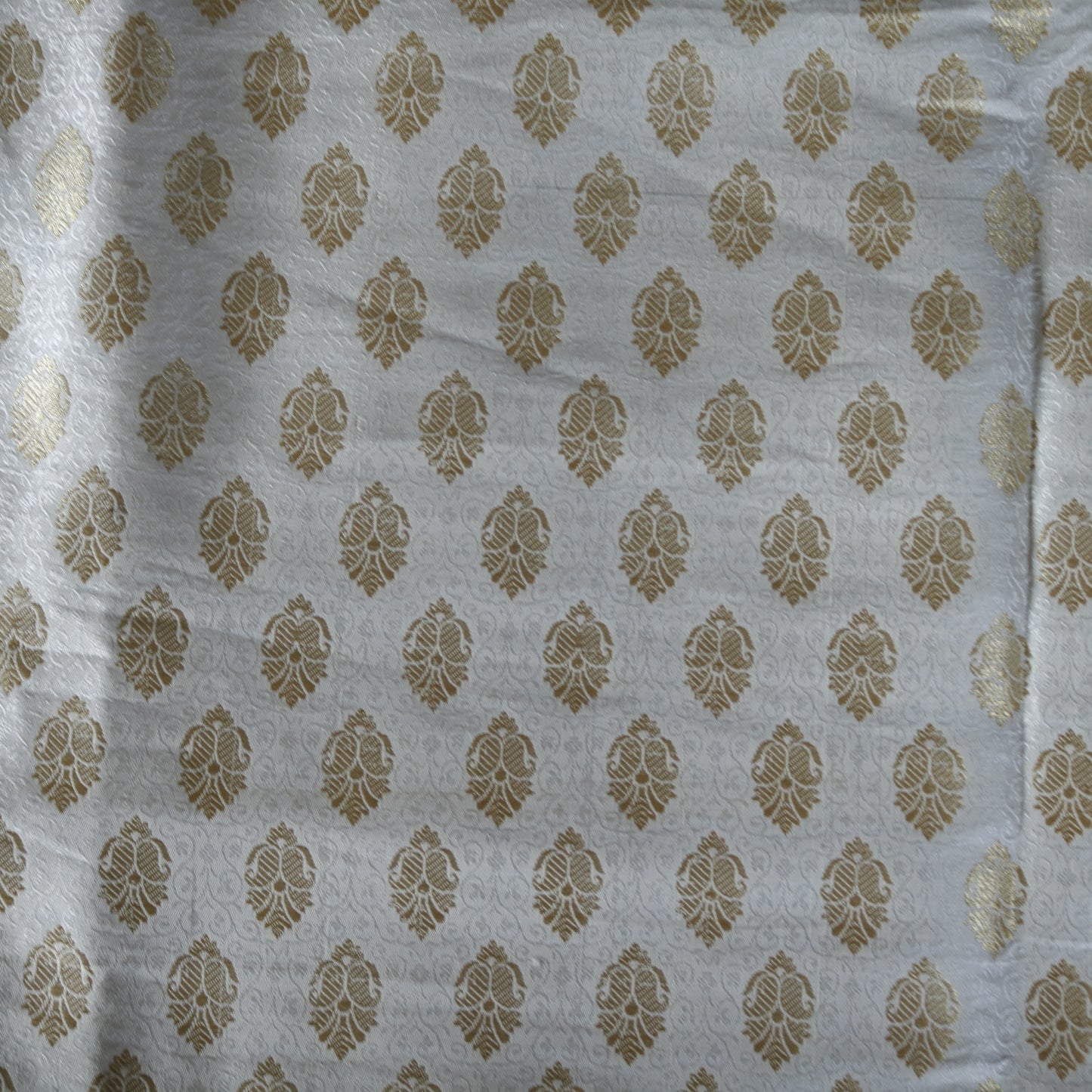 White gold Banarasi Brocade fabric