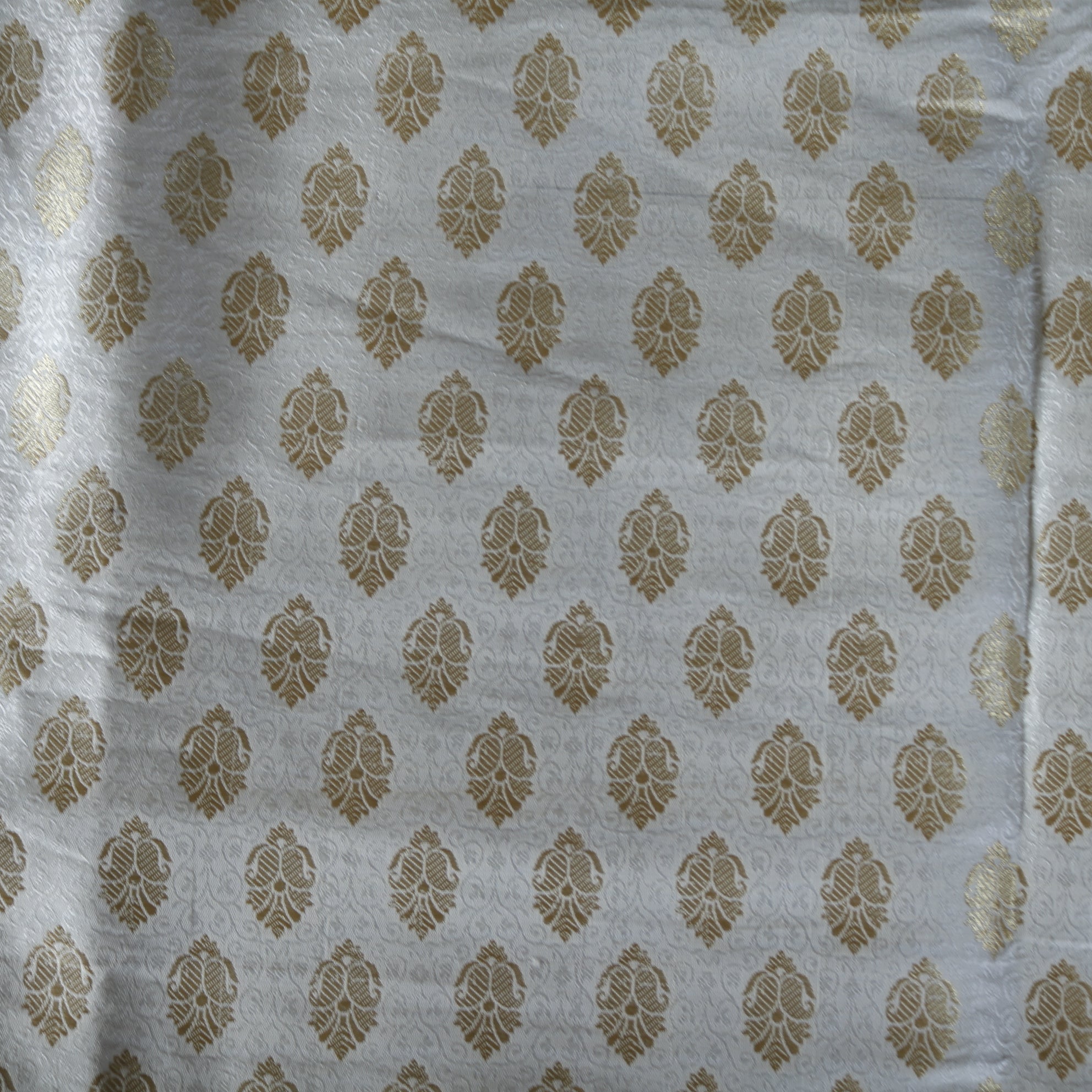 White gold Banarasi Brocade fabric