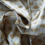White gold Banarasi Brocade fabric