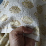 White gold Banarasi Brocade fabric