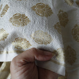 White gold Banarasi Brocade fabric