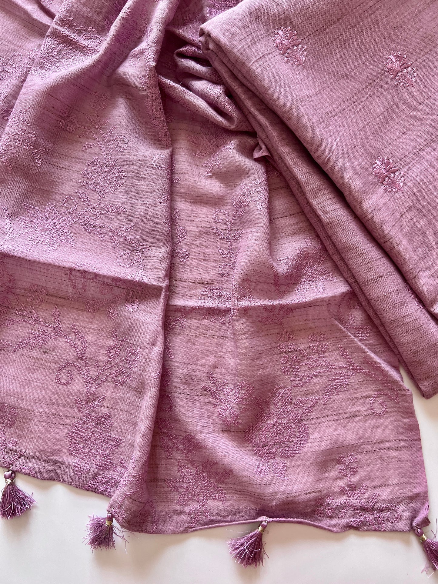 Premium purple lilac salwar suit set with sophisticated self thread work and breathable cotton fabric