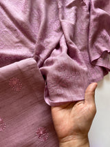 Women’s pure cotton lilac dress material with refined tone on tone embroidered detailing