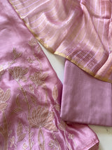 Silk Kurta dupatta set witrh cotton bottoms